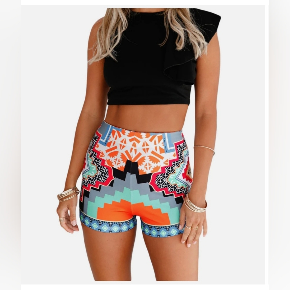 High waisted printed shorts